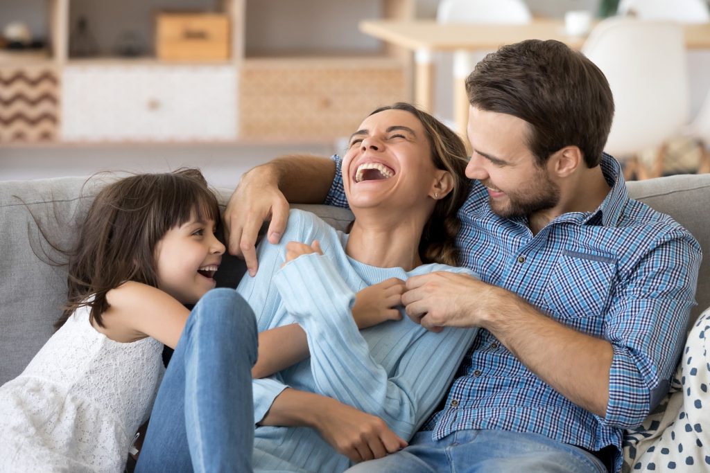 Family laughing together